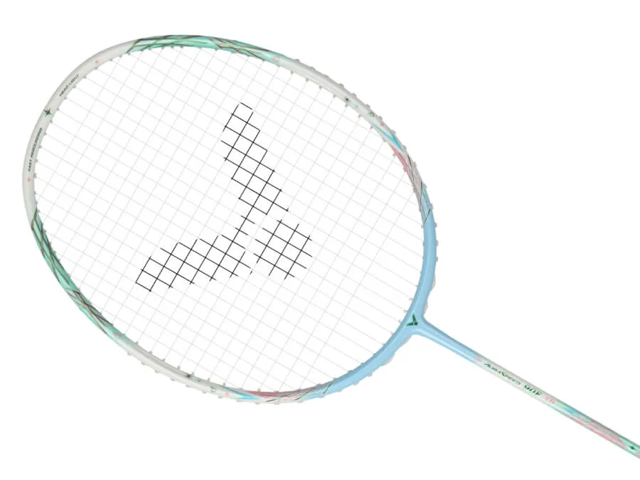 A lightweight badminton racket with the text "Auraspeed-90F TD(4U-G6)" printed on the frame.